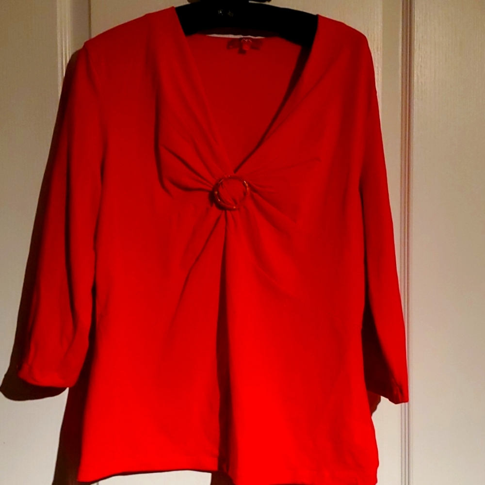 Anne Klein Sport extra large the neck top with an accent at the upper waist 3/4